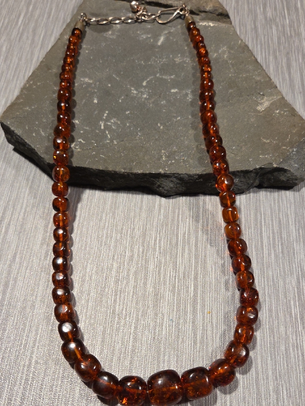 JAY KING Amber And Sterling Silver Necklace EUC